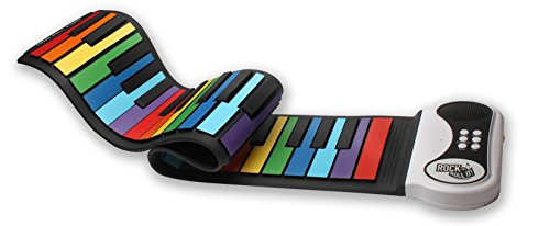 MUKIKIM Rock and Roll It - The Original Rainbow Piano. Roll Up Flexible Piano Keyboard for Kids / Beginners. Portable 49 Keys Silicone Piano Pad. Play-by-Color Songbook Included!