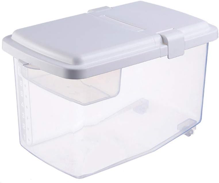 Baffect 10kg Rice Box with Measuring Cup,Kitchen Grain Rice Flour Storage Container with Wheels Plastic Cereal Containers Moistureproof and Pest Control Rice Storage Box (S)