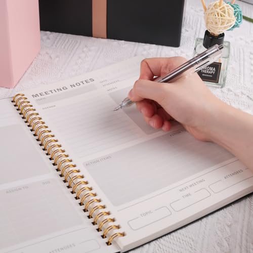 Koogel Meeting Notebook for Work, B5 Work Planner Notebook 7x10 Inch Hardcover Spiral Notebook Project Planner for Women Men Business Office Black