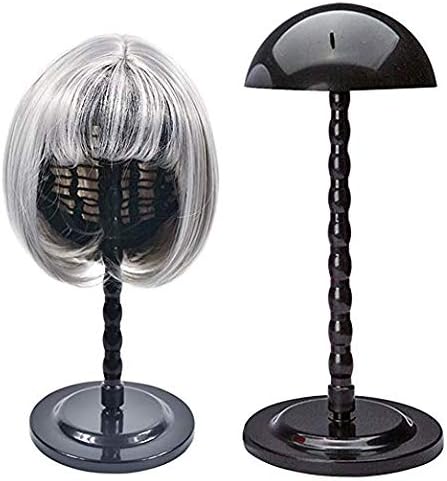 Hot Sale Black White Pink Wig Stands Plastic Hat Display Wig Head Holders Mannequin Head/Stand Portable Wig Stand Use Hat For Styling Drying Display(Black)