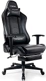 GTRACING Gaming Chair with Footrest Black Office Executive Chair Big and Tall Heavy Duty Adjustable Recliner with Headrest Lumbar Support Cushion Computer Desk Chair