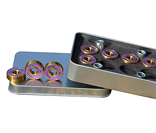 BEXTREME Bearings - ABEC 11 High Precision Ball Bearings 22x8x7 mm Titanium, Rubber Cover, Low Friction for Skateboard, Longboard, Skates