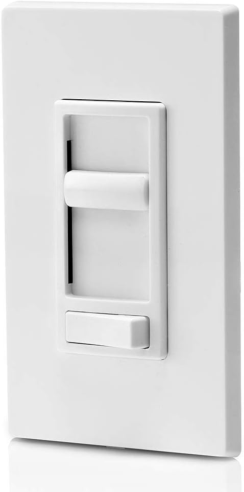 Leviton 6674-P0W SureSlide Universal 150-Watt LED and CFL/600-Watt Incandescent Dimmer, White - Wall Dimmer Switches - 