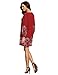 Floerns Women's Scoop-Neck Floral Long Sleeve Short Straight Dress, Red-2, Large