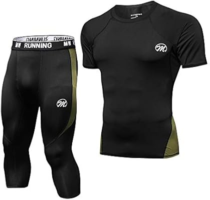 MEETWEE Conjunto Ropa De Compresión Hombre, 3/4 Leggings Manga ...