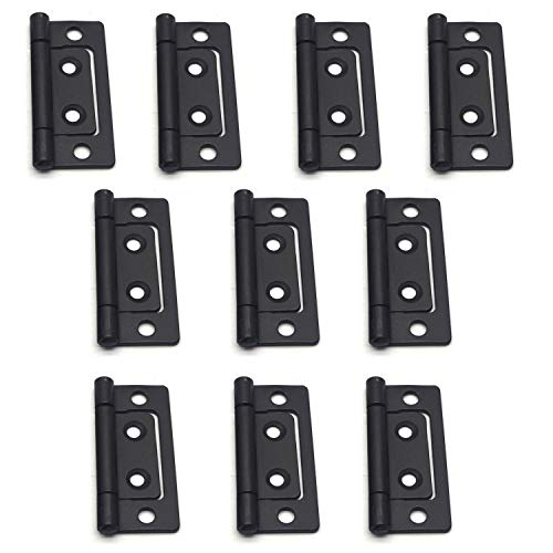 Tulead Non-Mortise Hinges Chest Hinges Heavy Duty Hinges for Furniture 2"x0.9",Black,10PCS with Mounting Screws - Thumbnail 3