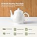 DOWAN Porcelain Teapot, 40 Ounces White Fine Pierced Ceramic Tea Pot, Set of 1