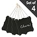 5.5 Inch Black Vintage Style Frame Jute String Hanging Wooden Chalkboard Signs / Message Boards - Set of 4