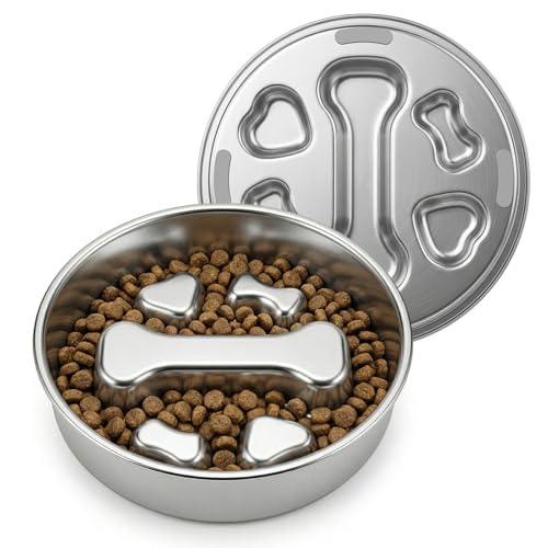 Epifog Slow Feeder Dog Bowl, 304 Stainless Steel 1-2 Cups 2 Packs at Amazon