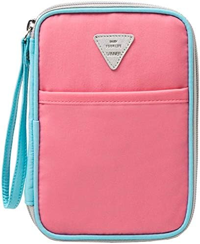 Family Passport Holder Wallet with Strap (Pink)