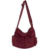 Canvas Messenger Bag Large Crossbody Bag with Multiple Pockets Canvas Shoulder Tote Bag for Women and Men