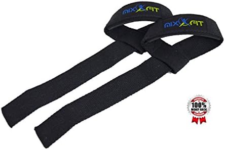 MixxFit Padded Lifting Straps, Black, One-Size-fits-All