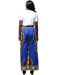 shenbolen dama Dashiki pantalones Ankara Cordel en la cintura amplia ieg pantalones Multi Código Azul