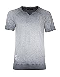 ZIMEGO Dream Supply Men's V-Cut Neck Oil Washed Raglan T-Shirts