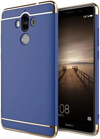Huawei Mate 9 Case,ilovecase 3 In 1 Ultra Thin and Slim Hard Case Coated Non Slip Matte Surface with Electroplate Frame for Huawei Mate 9-Navy blue