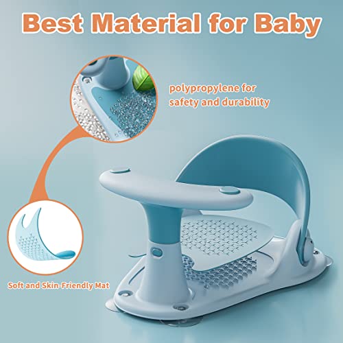 Baby Bath Seat, 2 Turtle Bath Toys + 4 Suction Cups + Water Thermometer