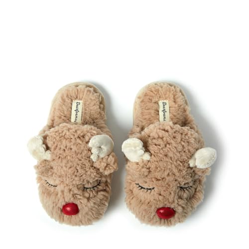 Dearfoams unisex-child Matching Family Holiday Christmas Reindeer & Turkey Scuff