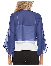 Hawiton Bolero Shrug - Cárdigan de gasa con mangas de volantes para mujer