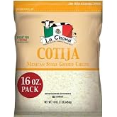 La Chona Cotija Mexican Style Grated Cheese, Great for Topping, Stay Fresh Reclosable Zipper,