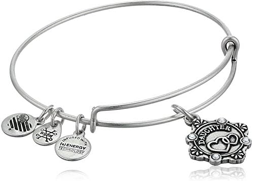 Womens Because I Love You A18BILY02RS Daughter Charm Bangle Bracelet, Rafaelian Silver, Expandable