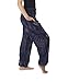 Lannaclothesdesign Women's Smocked Circle Printed Hippie Boho Pants (M, Dark Blue)
