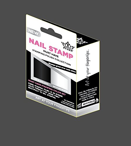 PUEEN Must Have Stamping Polish Collection Set Big 5-Free Formula Nail Color Lacquer (805 - Black Jack + 806 - Pure White) - BH000872