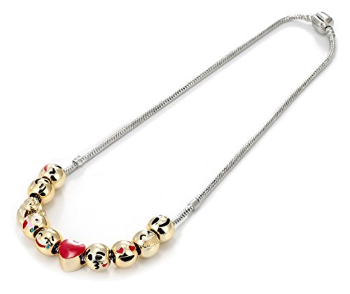 Emoticon Charms Necklace - 18K Gold Plated With 10 Pieces of Interchangeable Enamel Smiley Faces #6