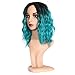 Clearance Short Wavy Curly Wig| Inkach Black Womens Middle Part Ombre Synthetic Fiber Full Wigs Heat Resistant Costume Party as Human Hair (Blue)
