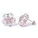 CiNily Rhodium Plated Green Fire Opal Emerald Women Jewelry Gemstone Stud Earrings 1 1/8
