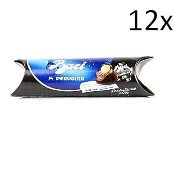 12x Perugina Baci Fondente 3 Pralinen mit dunkle Schokolade luisa 70% Tube 42 g