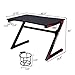 Gaming Computer Desk with Large Carbon Fiber Surface Cup Holder & Headphone Hook for Home or Office, Gaming PC Desk Table (Black & red)