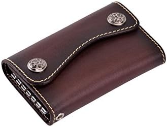 Tarhoo Slim Vegetable Tanned Leather Key Holder Wallet Key Pouch with 6 Hooks for Holiday Gifts (coffee)
