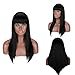 Kalyss Long Black Wigs with Hair Bangs for Women Silky Straight Heat Resistant Yaki Synthetic Hair Wigs (Black #2)