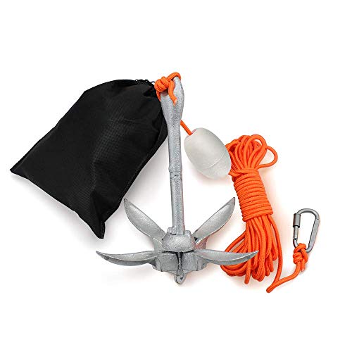 AITREASURE Small Boat Anchor Kit Folding Grapnel Anchor Carbon Steel