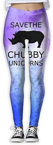 HFUEIWOMEN Save The Chubby Unicorns Funny Rhino Women's Yoga Pants 3D Print Workout Leggings For Indoor Or Outdoor