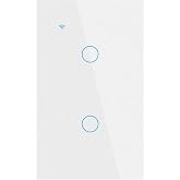 LSLIANGMEI Smart Light Switch, Wi-Fi Enabled, White Glass Panel, Compatible with Apple HomeKit, Google Assistant, Alexa, No Neutral Wire Required, Touch Control (Wall Switch 2 Gang)