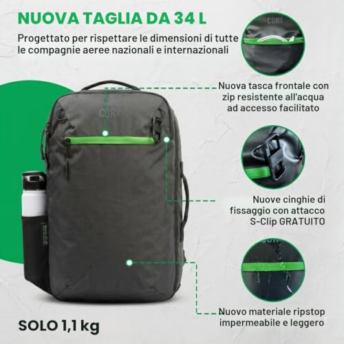 COR Surf The Island Hopper Travel Backpack - Ergonomic Cabin Approved Carry Backpack, Water Resistant Zippers, Secret Pockets, Laptop Compartment, Available in 28 or 40 Litres