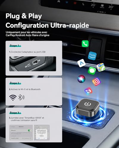 Spedal 2026 Wireless CarPlay Adapter - Ultra Mini 2 in 1 Android Auto Wireless, WiFi 6 & Bluetooth 5.4, Plug & Play for Wireless Freedom, Fast Automatic Connection, Stable and No Delay