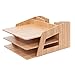 MobileVision Bamboo Paper Tray Office Organizer for Files, Documents, Letter Sorter, Envelopes and Magazine Holder (File & Paper Organizer)