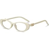 YMRFW Oval Blue Light Blocking Glasses for Women Retro 90s Glasses Computer TV Eyeglasses Anti Eyestrain