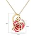 ZJchao 24K Women Gold Rose Pendant Necklace Gift for Her Plated Rhinestone Heart Shaped Present for Wife Girlfriend Valentine's Day, Great Anniversary, Birthday, Wedding