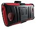 For LG Realm LS620 (Boost Mobile) Rugged Armor Hybrid Hard Case Cover+Belt Clip Holster – Black & Red + Screen Protector & Car Charger [In CellCostumes Retail Packaging]
