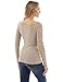 PattyBoutik Women Boatneck Lace Up Long Sleeve Ribbed Sweater (Tan Small)