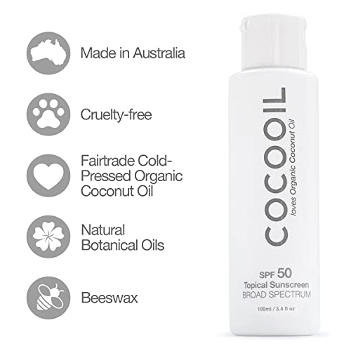 COCOOIL Topical Sunscreen SPF 50 Natural Botanical Oils, Organic