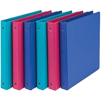 Samsill Fashion Color 3 Ring Storage Binders, 1 Inch Round Ring, Assorted Colors May Vary (Blue Coconut, Dragon Fruit, Blueberry), Bulk Binders - 6 Pack