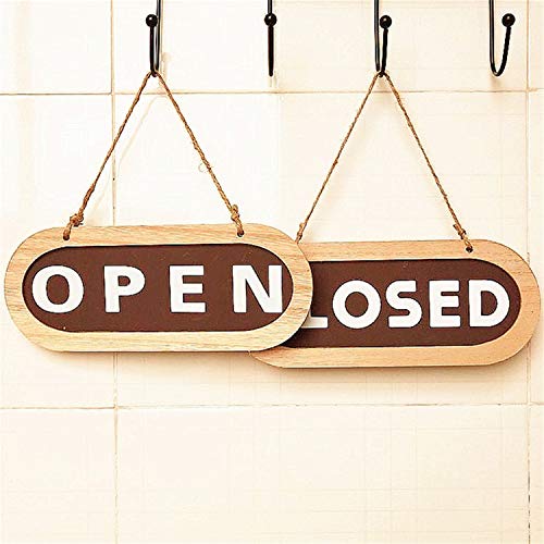 ZHU YU CHUN Wooden Business Open Closed Door Sign, Double-Sided Open/Closed Hanging Sign