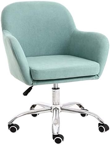 Chairs CJC Desk, Adjustable Height 360-degree Swivel Linen Fabric With Chrome Base Computer Home Office (Color : Blue)
