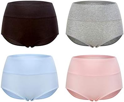 Women Cotton Underwear 4 Pack High Waist Underpants Tummy Control Panties No Muffin Top Briefs