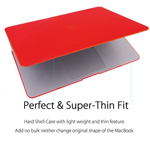 UESWILL Smooth Soft-Touch Matte Frosted Hard Shell Case Cover for MacBook Air 11" (Model: A1370/A1465) + Microfibre Cleaning Cloth, Red