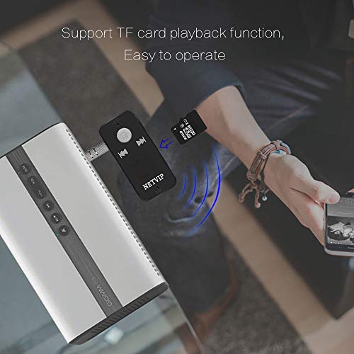 Bluetooth Receiver, Portable Wireless Adapter Car Kit 3.5mm Aux Stereo Output for Home Audio Music Streaming Sound System, Hands-Free Calling Voice Assistant, Support TF/SD Card, Built-in Mic